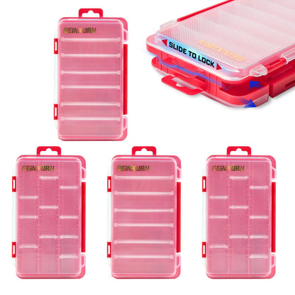 Geinxurn Small Flat Storage Parts Organizer, 4Pcs Red Portable Transparent Plastic Small Parts Tools Box with Removable Dividers, Screwdriver Bit Cases Storage(4 Pieces)