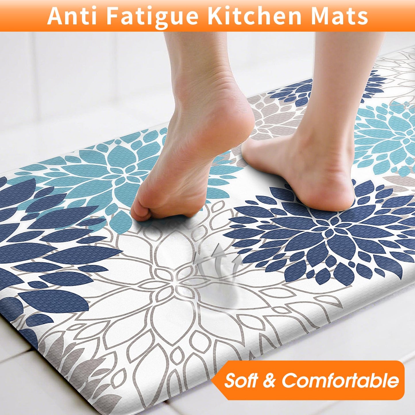 StepLively Kitchen Mats, 2PCS Kitchen Rugs, Cushioned Anti Fatigue Kitchen Mats for Floor, Kitchen Accessories Non-Slip Waterproof Kitchen Rug Set for Sink, Kitchen, Laundry, 17.3"×30"+17.3"×47"