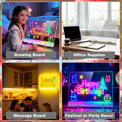 Led Drawing Board with 13 Light Effects, 17" Rechargeable Glow Doodle LED Note Board with Colors, Neon Light Up Drawing Tablet Gifts for Kids for Education Birthday Christmas Gift Ideas