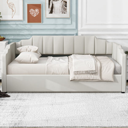DNYN Full Size Upholstered Daybed for Bedroom,Guest Room,Lift Up Storage Bedframe w/Wood Slat Support,Space Saving Design, Beige