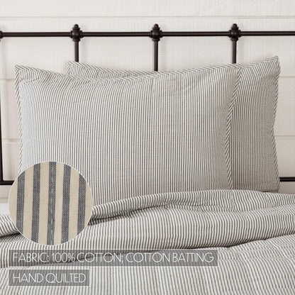 VHC Brands Hatteras Seersucker Blue Ticking Stripe Standard Sham, 21x27