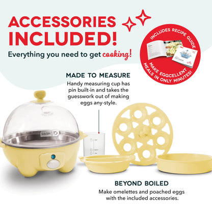 DASH Rapid Egg Cooker: 6 Egg Capacity Electric Egg Cooker for Hard Boiled Eggs, Poached Eggs, Scrambled Eggs, or Omelets with Auto Shut Off Feature - Aqua, 5.5 Inch (DEC005AQ)