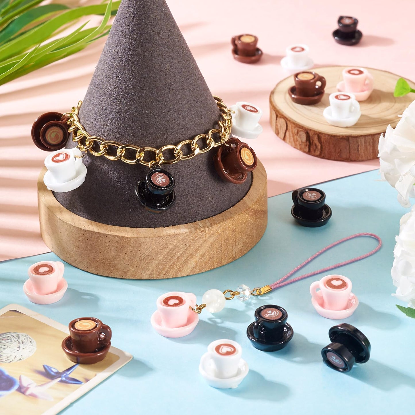 Beadthoven 40pcs Mini Resin Coffee Cups, Mug Tea Cup Miniatures Food Kitchen Sets Tableware Latte Drink Dollhouse Accessory for Micro Landscape Party Decorations Keychain Earrings DIY Jewelry Making