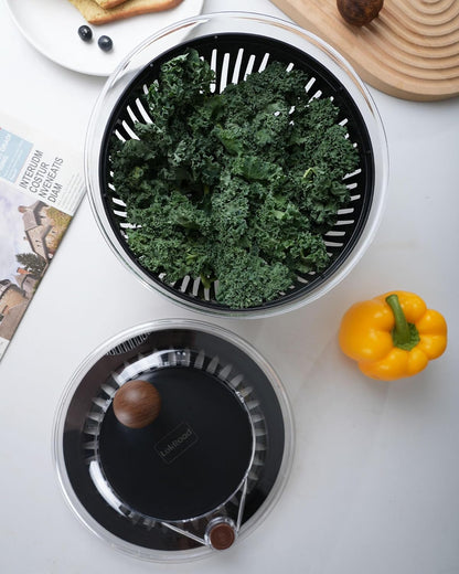 5.3 Salad Spinner, Qt Large Lettuce & Vegetable Cleaner with Non-Slip Bottom, Quick Stop Button, Dishwasher Safe Fruit