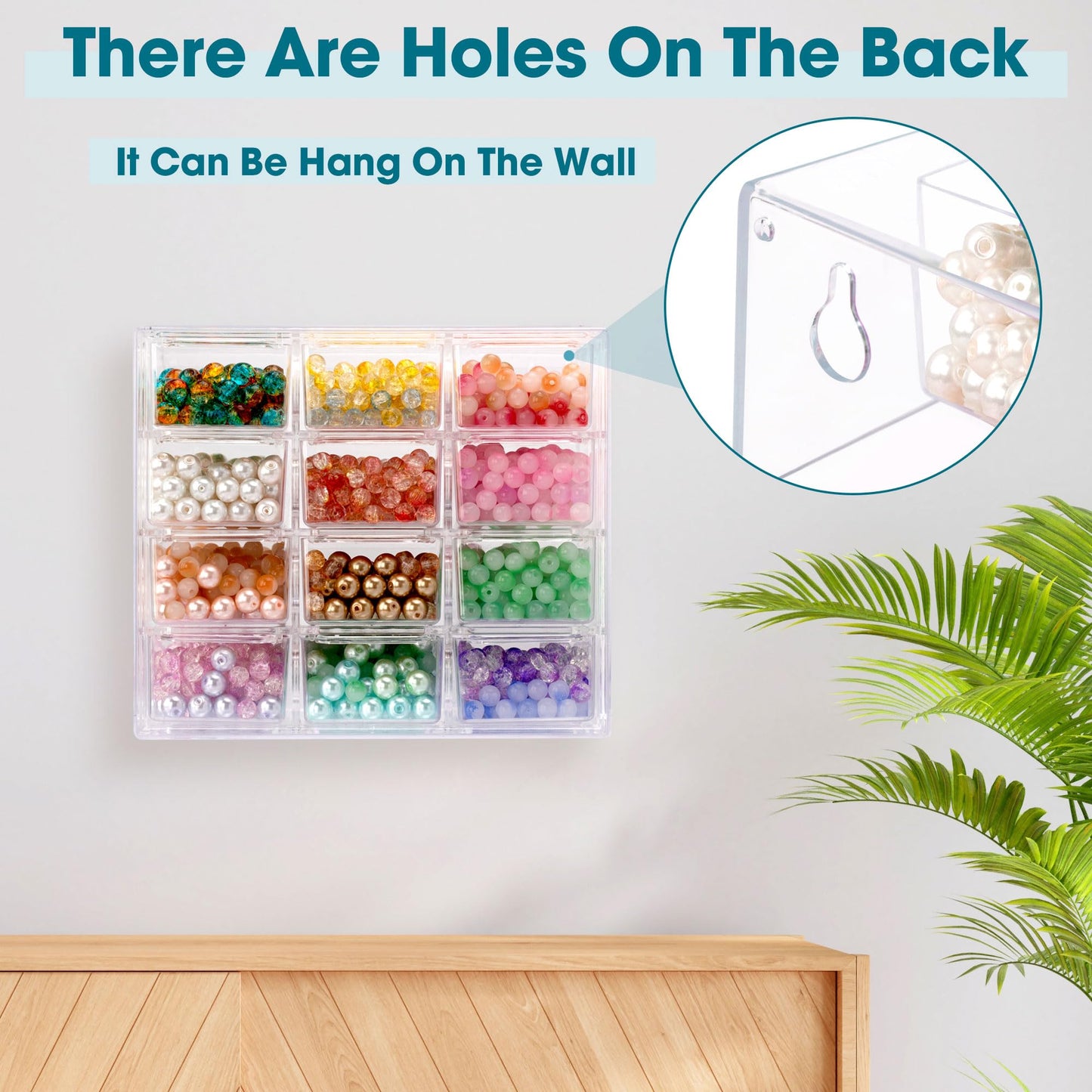 JOYMOMO Bead Storage Organizer Box with 12 Grids Clear Plastic Bead Storage Organizer (Beads Are Not Included)