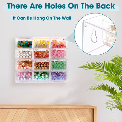 JOYMOMO Bead Storage Organizer Box with 12 Grids Clear Plastic Bead Storage Organizer (Beads Are Not Included)