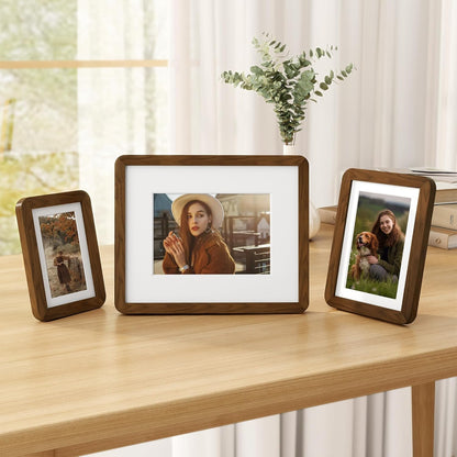 5x7 3 Pack, 5 7 4x6 5x7 Fun Memories Picture Frame USA-Sourced Walnut Wood Photo Frames with Plexiglass, Handcrafted