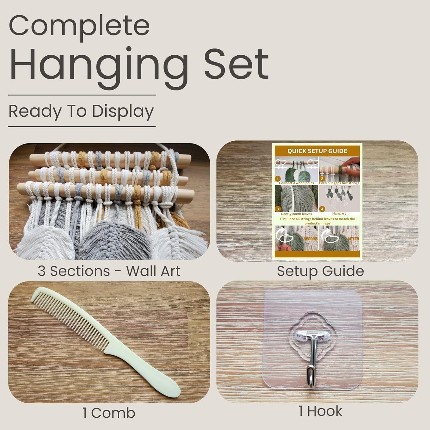 Generic 39 29.5 Large Macrame Wall Hanging Decor Handmade Cotton Cord Boho Room Decor for Bedroom, Nursery, Office W x
