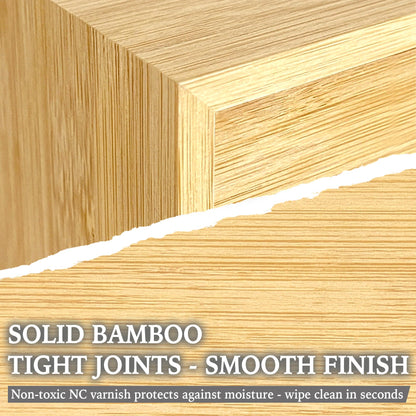 LUSHZLUMBERA Bamboo Desk Organizer with 2 Drawers, Desktop Drawers Wooden Storage Box 13.4 x 7.1 x 7.5 Inches Countertop Organizer for Office Supplies, Solid Wood Tabletop Drawer No Assembly Required