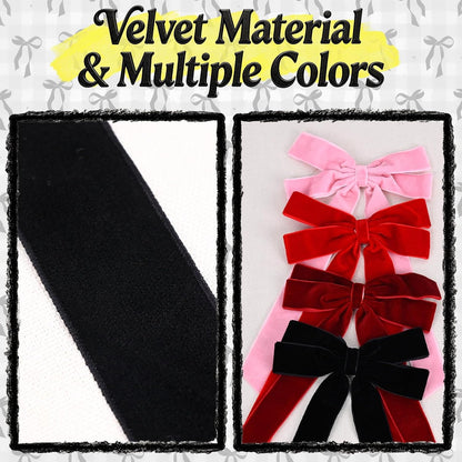 Skiennix Velvet Bows - 12 Pcs Pink & Black Pre-Tied Ribbon Bows for Y2K Room Decor | Perfect for Bachelorette & Sweet 16 Parties