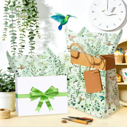 BACH AND BOUJEE 50 Sheets Greenery Eucalyptus Tissue Paper for Gift Bags Sage Green Tissue Papers Spring Floral Gift Wrapping Paper Printed DIY Crafts Packaging Birthday Wedding Party