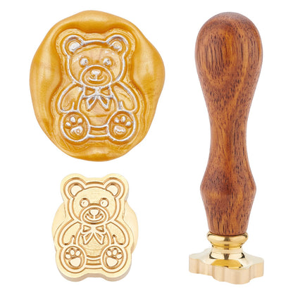 CRASPIRE Wax Seal Stamp Bear Vintage Sealing Wax Stamps Removable Brass Head Sealing Stamp with Wooden Handle for Wedding Invitations Valentine's Day Envelope Christmas Thanksgiving Gift Wrap