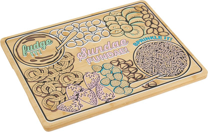 Farberware Sundae Board with Recessed Handles, Reversible Kitchen Cutting Board, 11x14-Inch, Bamboo