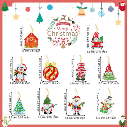 Hungdao 64 Pcs Diamond Art Christmas Ornaments Kits Diamond Art Painting Kits DIY Keychains for Adults 5d Bulk Winter Hanging Ornament Snowman Santa Claus Home Xmas Tree Craft Gift Decor(Classic Red)