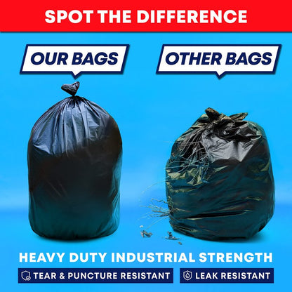 Tasker Contractor Garbage Bags 55 Gallon 3 Mil Heavy Duty (32 Bags w/Ties) 60 Gal Contractor Bags 3 Mil. 55 Gallon Heavy Duty X-Large Black Trash Bags 50 Gal,