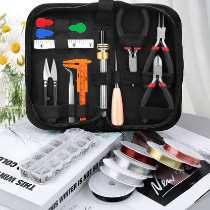 Thrilez Wire Wrapping for Jewelry Making, Repair and Beading Supplies Kit with Craft Ring Wire, Tools, Pliers and Jewelry Findings