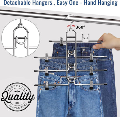 Skiennix Pants Hangers - Upgraded Detachable Space-Saving Clips for Skirts, Shorts & Trousers - Heavy Duty Design