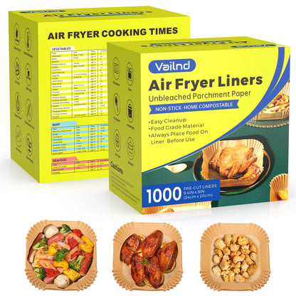 400 Pcs Air Fryer Paper Liners, 8" Square Air Fryer Liners Disposable, Heavy-Duty Parchment Paper for 5-8 qt Airfryer Basket, Non-Stick & Grease-Proof Baking Liner for Oven Pan