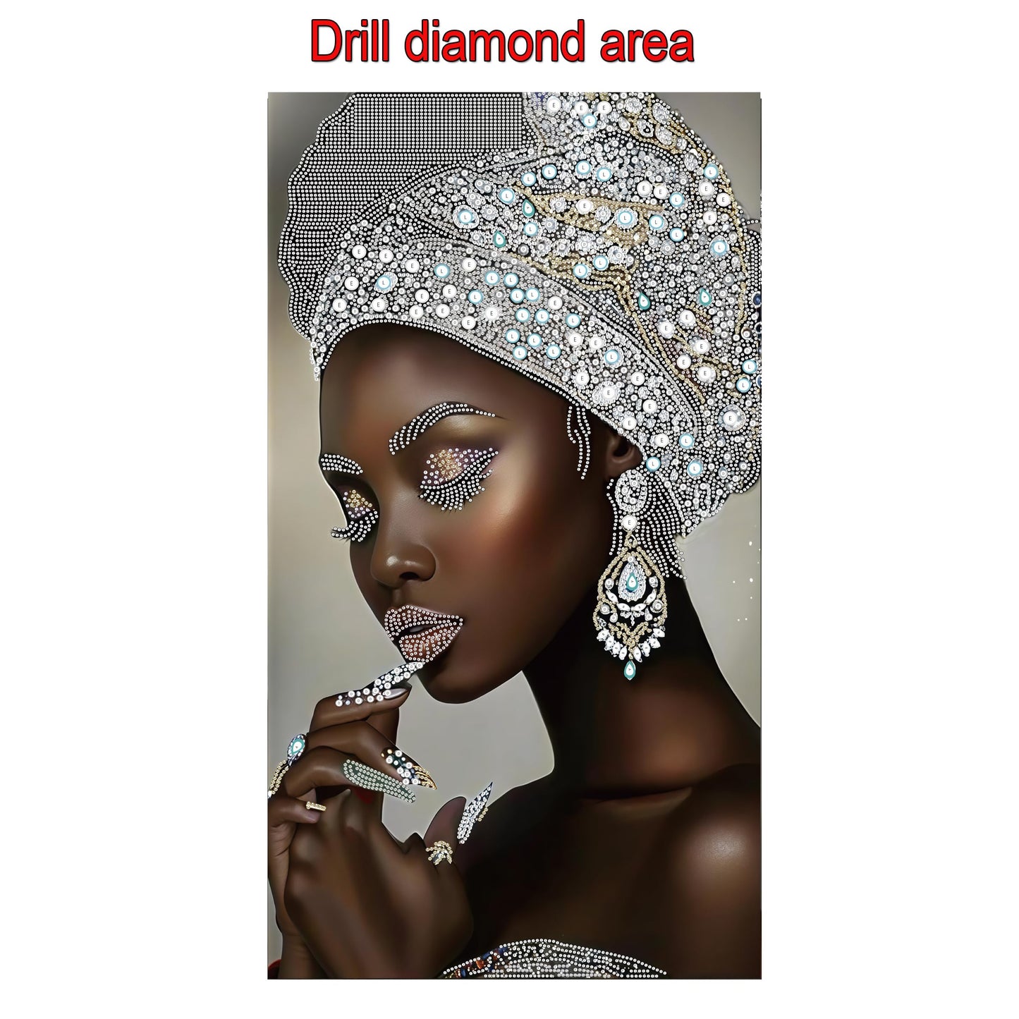 KUFWKEY African Diamond Art Kits for Adults,Partial 5D Diamond Painting kit,Special Shaped Diamond Art,Sparkling gem Art,Woman Diamond dots Kits,DIY Mosaic Kits,Home Decor,Big Size 16X28 inch