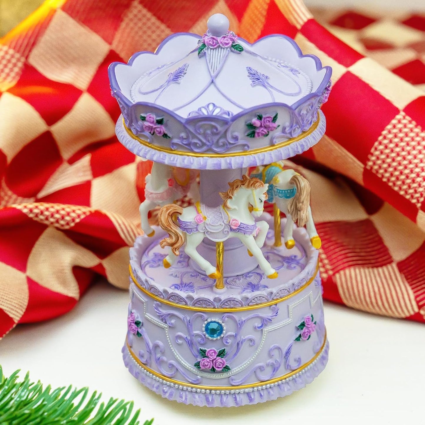 Carousel Horse Music Box for Girls, Purple Musical Box for Women Kids Wife Mom Daughter Birthday Anniversary Valentine