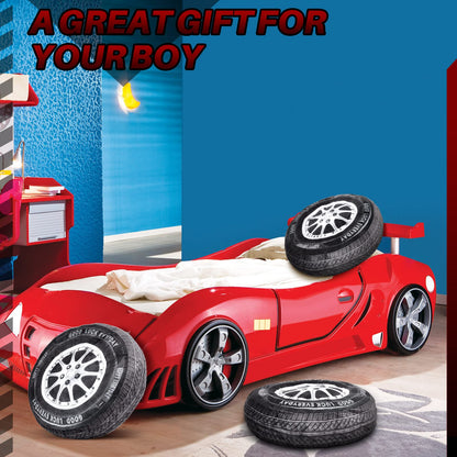 Meooeck 1 Pc Race Car Room Decor 3D Simulation Wheel Plush Pillow, 15.7 Inch Car Tire Big Soft Pillow Wheel Sofa Seat Toy for Boys Funny Bedroom Decorations Race Cars Party Gift (Classical)