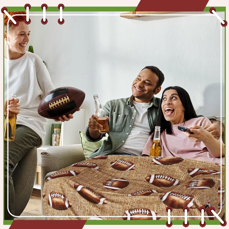 FuWeave Reversible Football Throw Blanket Double Sided Ultra Plush Blanket for Football Lover Gift Birthday Party Decor Home Bed Sofa Couch, 60 x 50 Inch