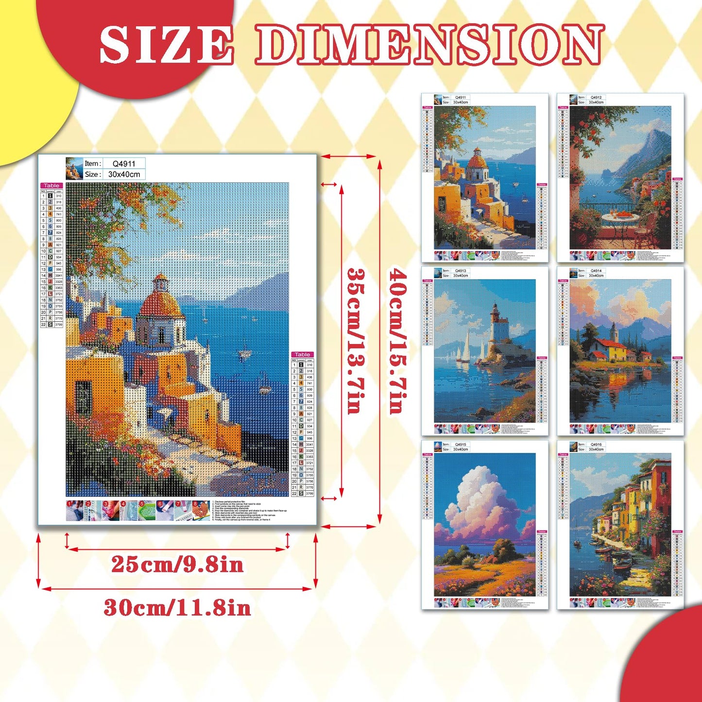 Leatrice 6 Pack Landscape Diamond Painting Kits for Adults 5D Diamond Art Kits Gem Art Full Drill Round Diamond Dots for Beginners Women DIY Home Wall Decor 11.8x15.7 Inches
