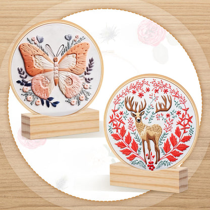 Chunful 6 Pcs Embroidery Hoop Display Stand Wooden Embroidery Frames Holder 2 Tier Groove Cross Stitch Hoop Stand Base Accessories for Display Works Home Exhibition Decor (4.29" X 1.3" X 1.57")