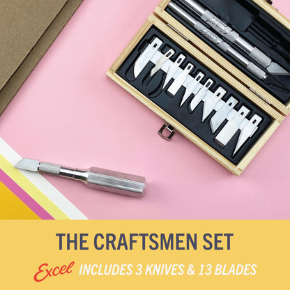 Excel Blades Craftsmen Set, 13-Piece Precision Craft Knife Set With Case – Includes Light To Heavy Duty Handles And Assorted Blades For Crafting, Scrapbooking, DIY, And Precision Cutting