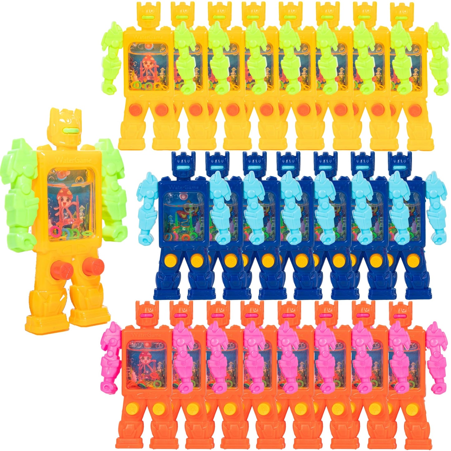 24 Pcs Robot Handheld Water Ring Toss Games for Kids Party Favors Goodie Bags Stuffers Return Gifts for Kids Birthday Classroom Prize Box Rewards Bulk, Halloween/Christmas Pinata Filler Toys