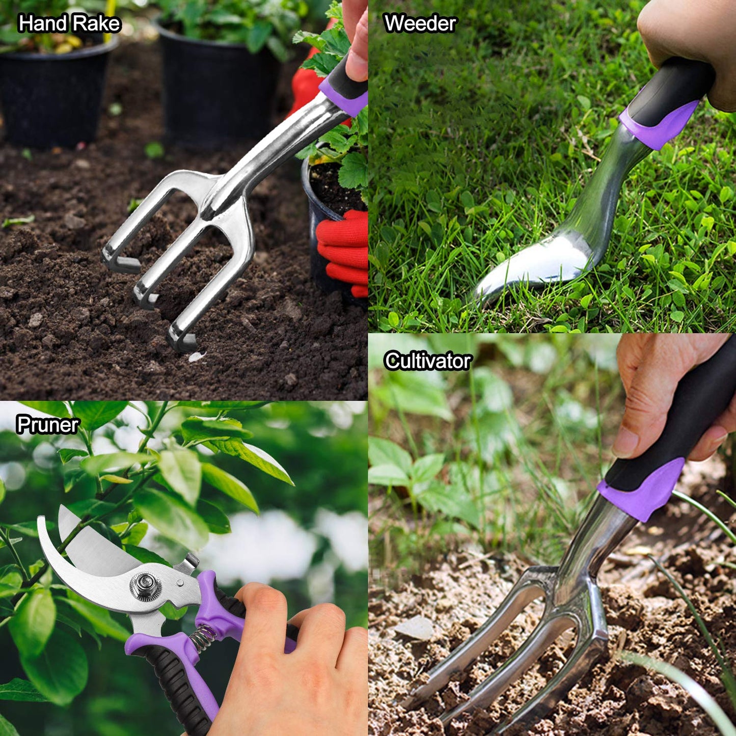 Tudoccy Garden Tools Set 83 Piece, Succulent Tools Set Included, Heavy Duty Aluminum Gardening Tools for Gardening, Non-Slip Ergonomic Handle, Durable Storage Tote Bag, Gifts for Men Women