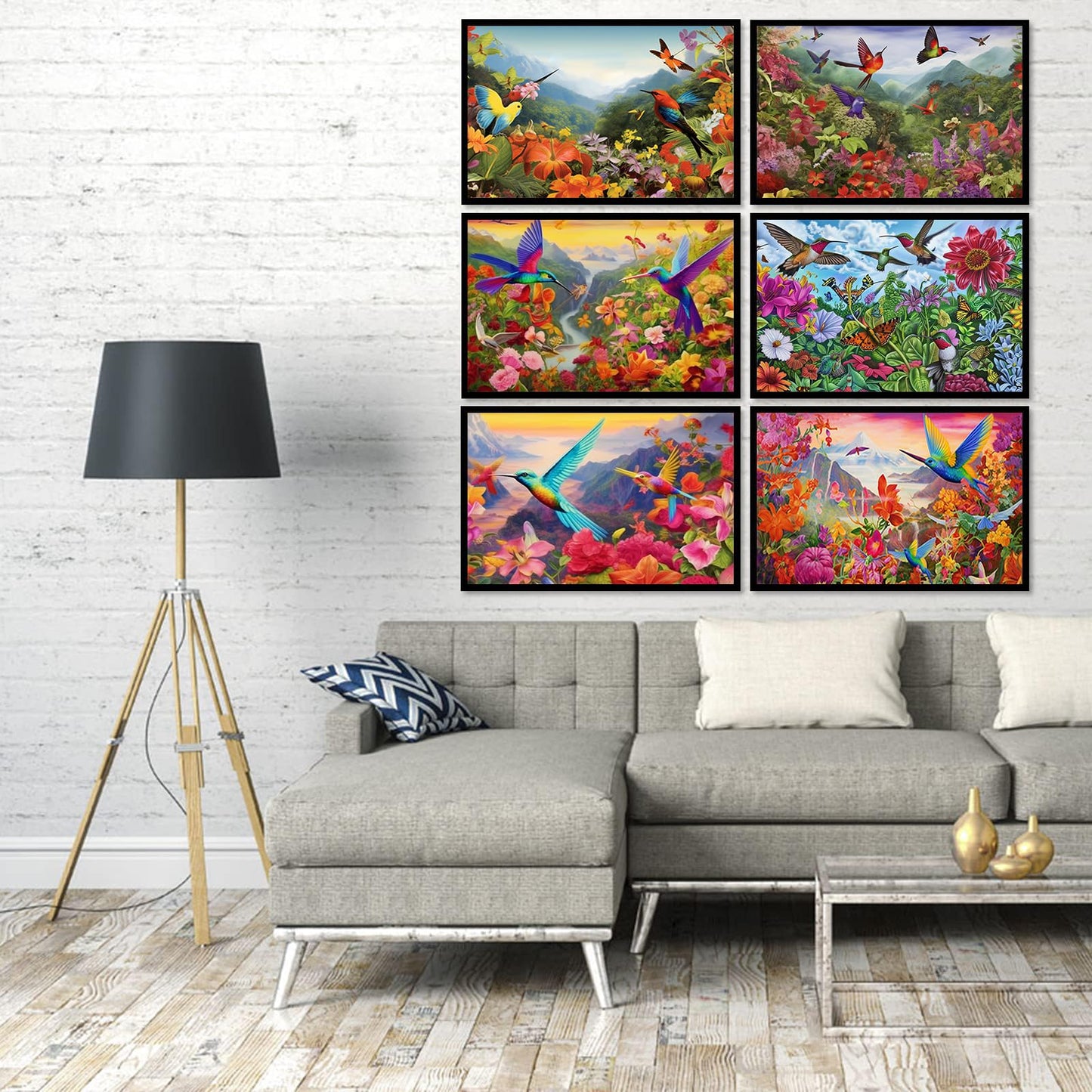 DOTSOPS Diamond Painting Kits Art Adults Painting Kit Crafts DIY 5D Diamond Art Packs Kits Full for Adults Beginner Home Wall Decoration Gift 11.8x15.7 Inches (6 Pack Flowers Bird)