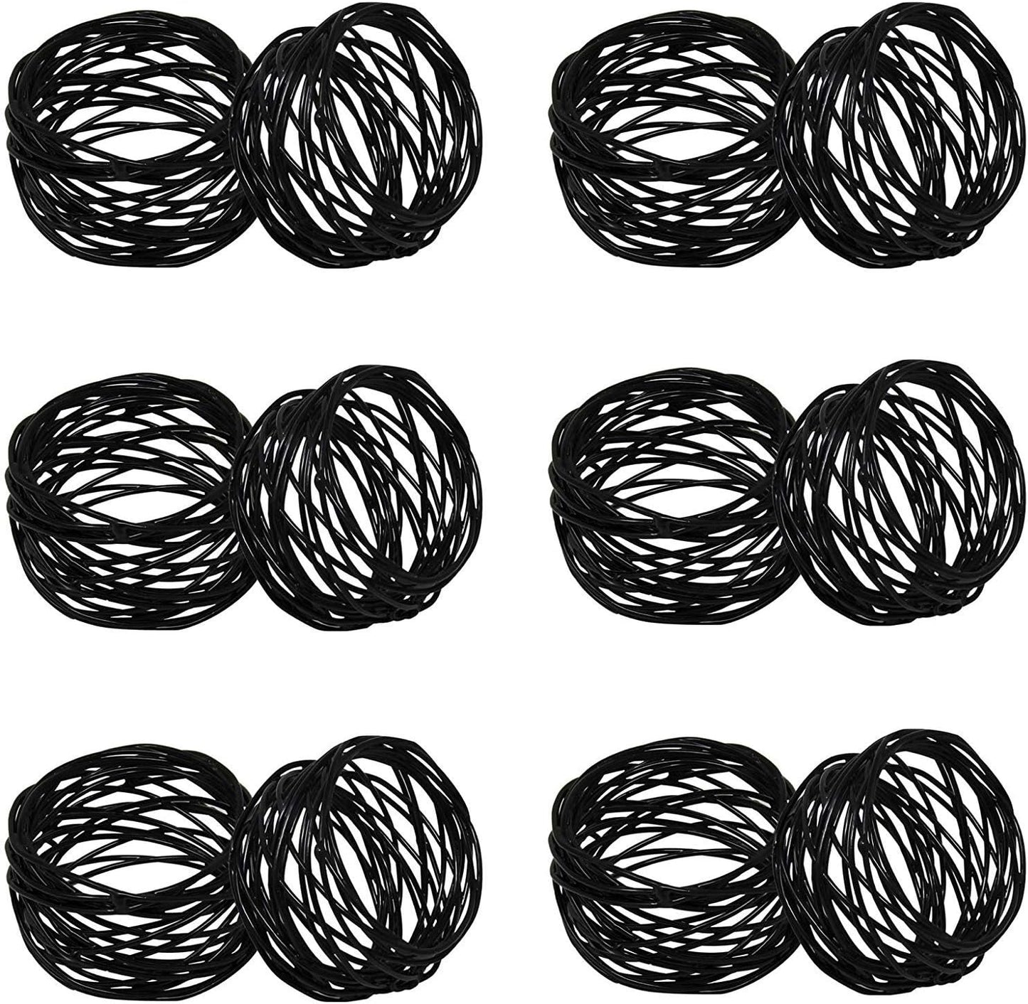 Kaizen Casa Handmade Black Napkin Rings Set of 12, Metal Mesh for Weddings and Dinner Parties