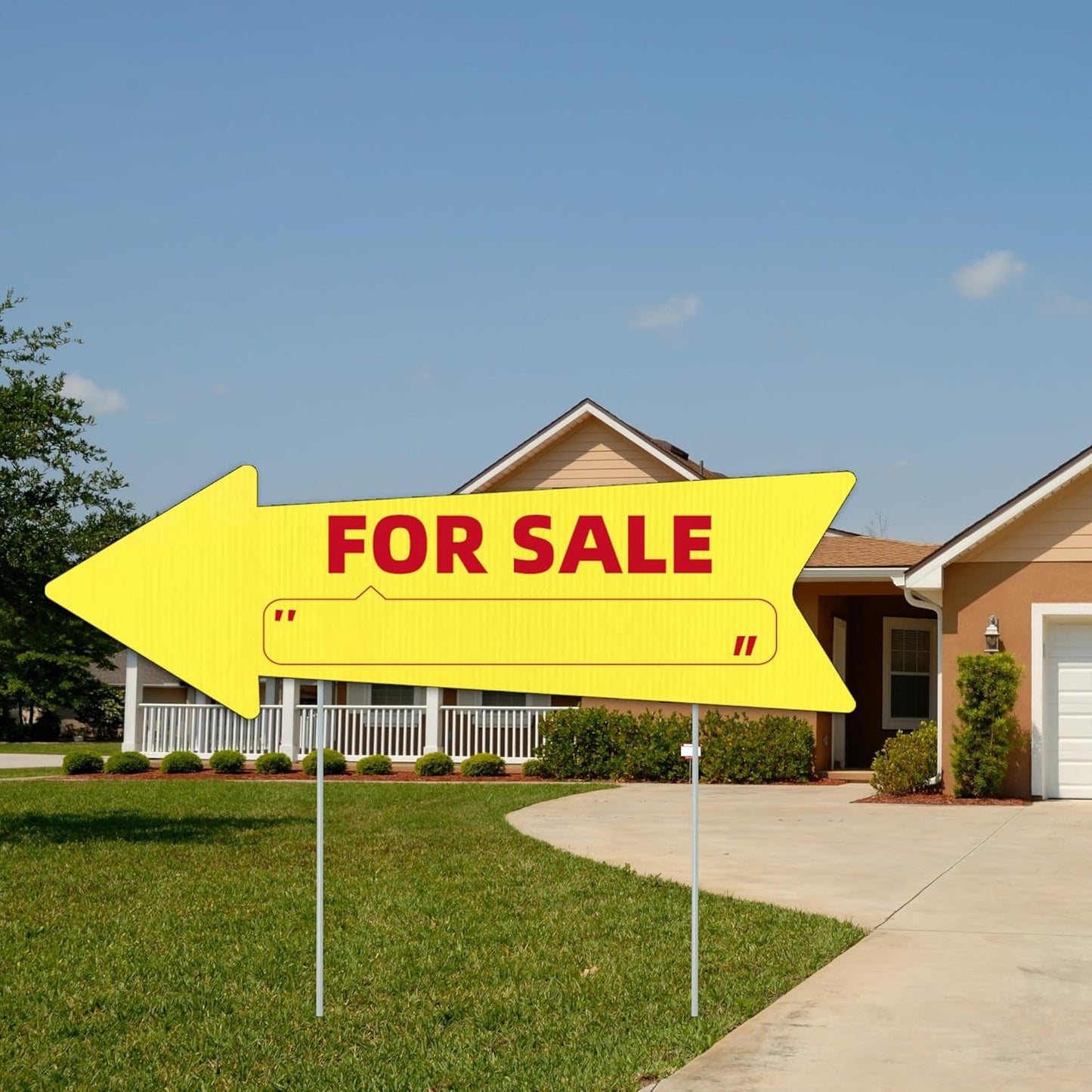 Yellow Arrow Yard Signs, 16 x 5 Inches, Double Sided Outdoor Estate Sale Signs, Plastic, 3 Pack with Stakes