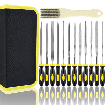 kapoua Small File Set, Needle Diamond File 13PCS, 6pcs Jewlers Files & 6pcs Steel Files Precision Metal Work, Woodworking, Plastic Carving Tool with Steel Brush and Carry Case