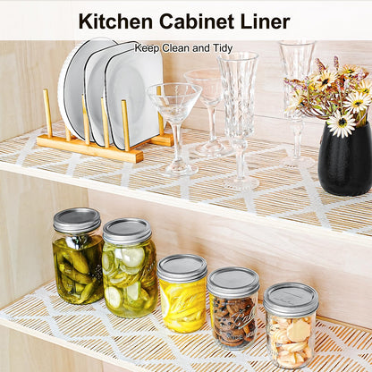 Drawer and Shelf Liner for Kitchen Cabinet,Non-Adhesive Cabinet Liner 12in x 20FT,Waterproof Shelf Paper Non-Slip Mats Cupboard Liners Contact Protect Dresser/Shelves/Table-Brown Stripes