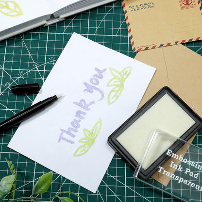 LemonSecret 4 Pcs Emboss It Kit Included 2 Clear Embossing Ink Pad 2 Embossing Pen White Stamp Ink Pad Emboss Kit for Paper Scrapbooking Crafts