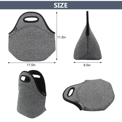 LOVAC Insulated Neoprene Lunch Bag for Men,Reusable Lunch Tote,Durable and Waterproof Lunch Bags,Soft and Lightweight (Black-Grey)