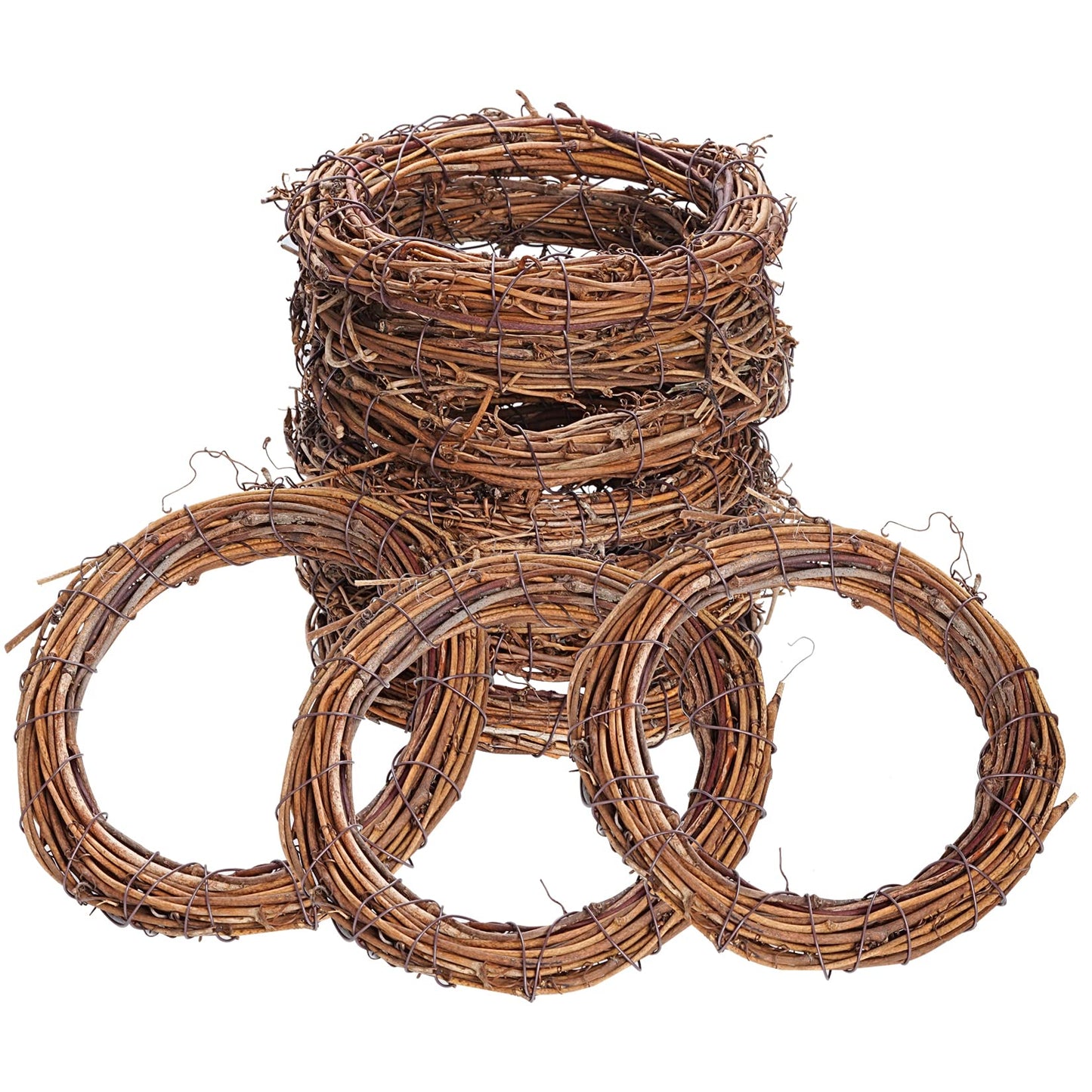 Grapevine Wreath Set, Marrywindix 10 Pieces Natural Vine Branch Wreath Christmas DIY Rattan Wreath Garland for Christmas Holiday Craft Wedding Decor (6 in.)