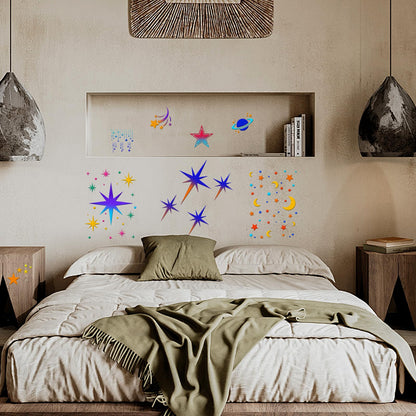 18 PCS Large Star Stencil for Painting Reusable Paint Stencils for Walls Twinkle Star Wall Drawing Stencils for Painting on Wood Craft Canvas Fabric Home Decoration