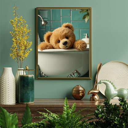 KAYEIUU Cute Teddy Bear Bath Tub Scene Diamond Art Kits for Adults DIY 5D Full Drill Diamond Painting for Home Wall Decor, Frameless Diamond Painting Kits for Adults Beginner 12x16 inch