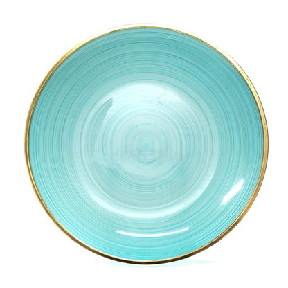 " OCCASIONS " 120 Plates Pack,(60 Guests) Premium Wedding Party Disposable Plastic Plates Set -60 x 10'' Dinner + 60 x 7'' Salad/Dessert (Belize, Aqua & Gold)