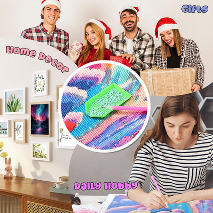 QAZWSX 5D Diamond Art Painting Kit with Round Full Diamond Art for Beginners, Cross Stitch gem Wall Art Home Decor 30x40cm Northern Lights, Mountains, Trees, Lakes