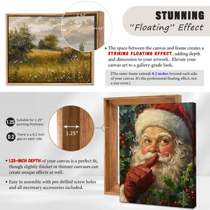8x8 Canvas Floater Frame, Fits 1" to 1.25" Deep Gallery-Wrapped Canvas, Wood-Grain PS Floating Picture Frame for Paintings and Prints, Hanging Hardware Included, Light Oak
