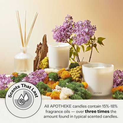 Apotheke Signature Scented Candles for Home, Hinoki Lavender - 10.5 oz - Soy Wax, Non Toxic, Large Jar White - Luxury Candle Gifts for Women & Men - Hinoki Cypress, Lavender, and Lotus Flower