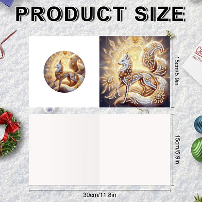 JZHYOAN 6 Packs Animal Diamond Painting Greeting Cards Kits for Adults DIY Nine-Tailed Fox Diamond Art Birthday Card with Envelopes Art and Craft Card Making Kits for Birthday Holiday Congratulation