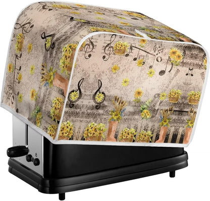 Autumn Music Note Toaster Covers 4 Slice, Decorative Covers for Small Kitchen Appliance, Reversible Bread Maker