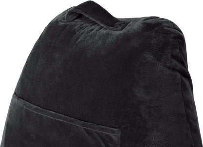 Husband Pillow Black, Original Reading Pillow in Bed Rest Chair, Shredded Memory Foam Large Lounge Cushion Adult
