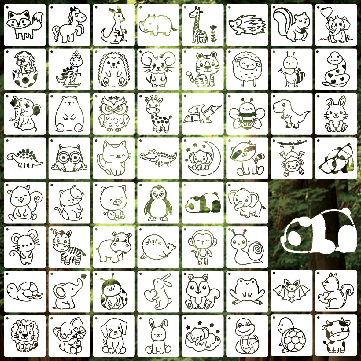 60 Pcs Baby Shower Stencils for Onesie Decorating Kit, 3 Inch Reusable PET Stencils, Cute Animal Pattern Templates for Painting Fabric Bodysuit Bibs Shirts - Baby Shower Party Activity Supplies