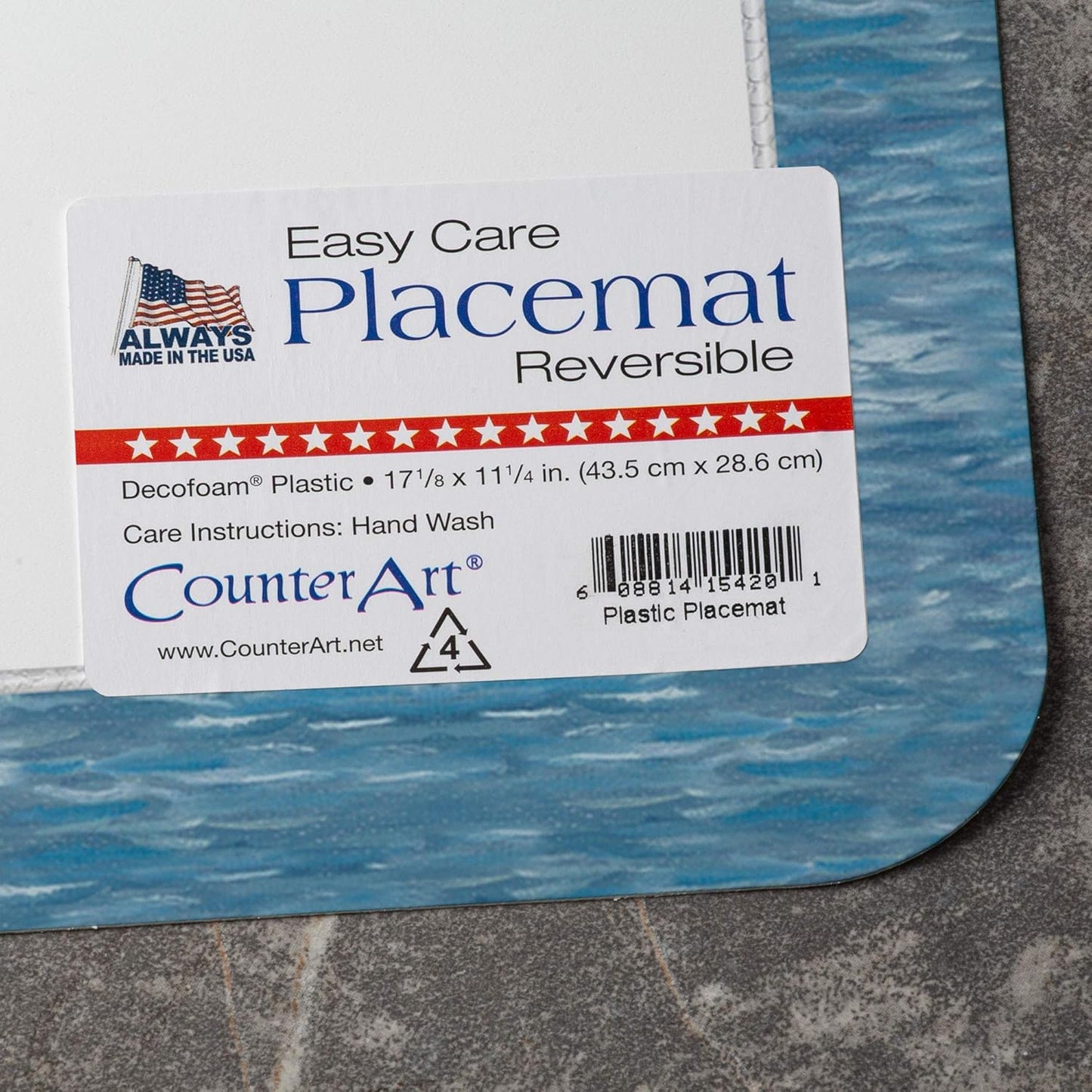 Counterart Set 4 Lighthouse Mural Reversible Easy Care Plastic Placemat of Made in The USA